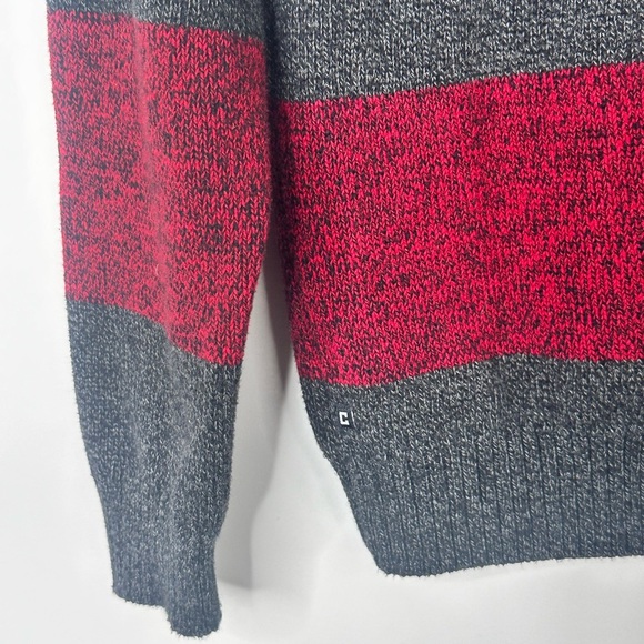 Chaps Sweater Mens Med Red & Gray Pullover Henley Mock Neck - Picture 8 of 15